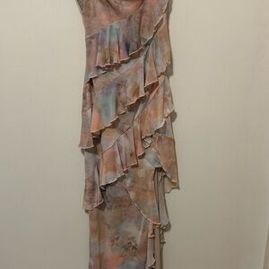 Blue Blush Asymmetrical Pastel Ruffle Dress